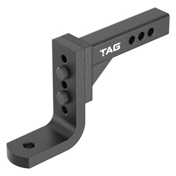 TAG Adjustable Tow Ball Mount - 297mm Long, 90ยฐ Face, 50mm Square Tow Ball Hitch